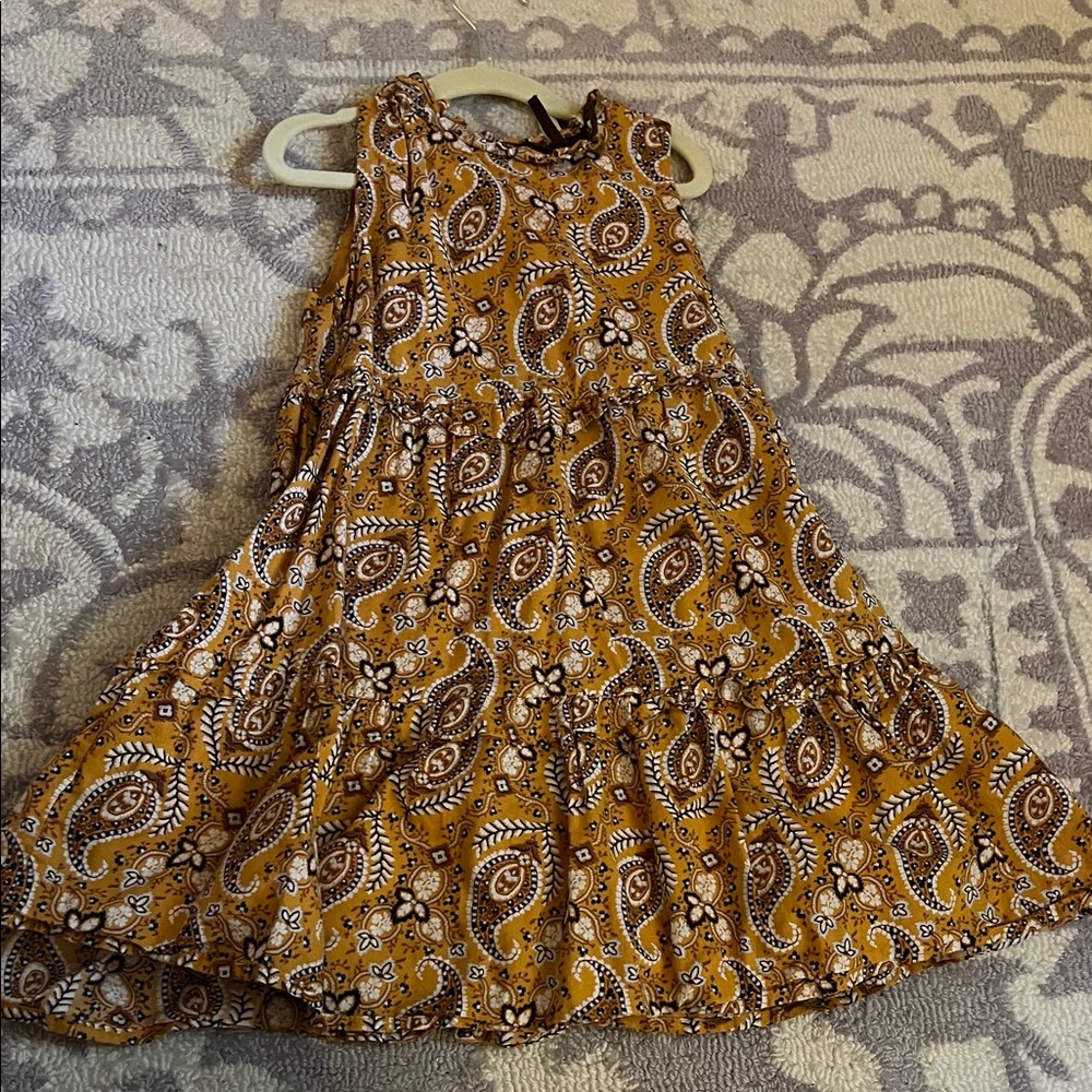 Janie and Jack Mustard Paisley Tiered Cotton Dress